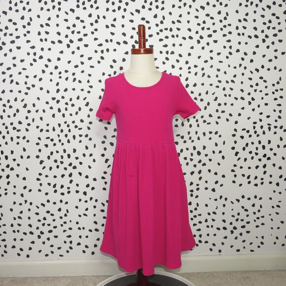 Old Navy Pink Ribbed Knit Short Sleeve Girls Dress - Picture 1 of 6